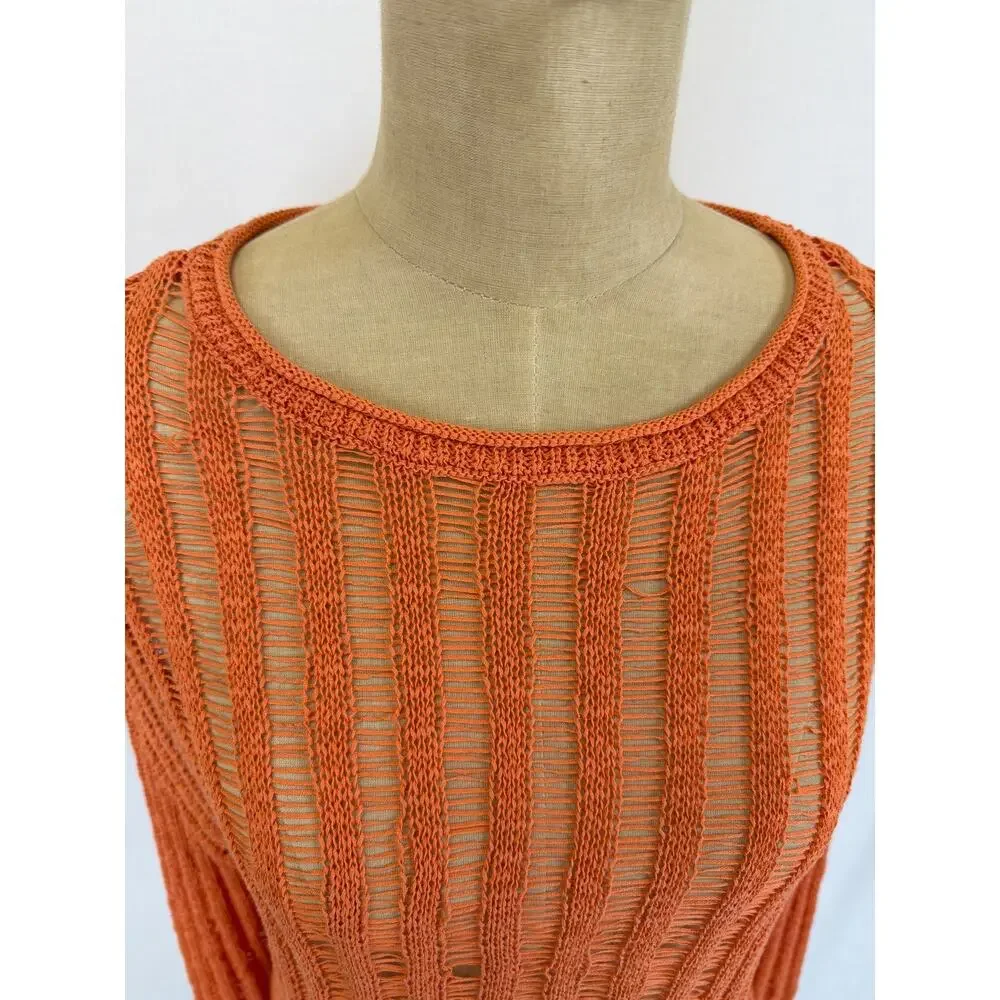 NWT Soya Concept Papaya Open Weave Pop Over Sweater Size XS #0520